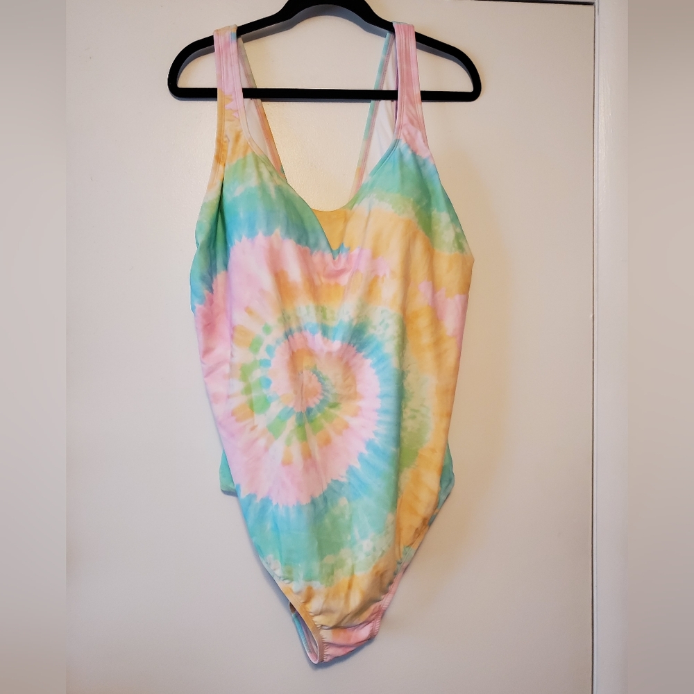 Stoney Clover Lane Tie-Dye One Piece Swimsuit - Pink, Blue, Yellow, Green